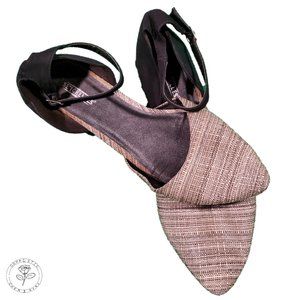 Seychelles Pointy Toe Tweed Ankle Strap Wide Ball Flats Sz. 10W